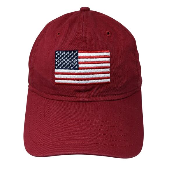 American Flag Slideback Hat Red One Size Adjustable Embroidered Patriotic Cotton - Picture 1 of 8